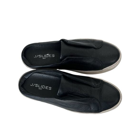 J Slides Black Leather Slip On Shoes Sz 6 - Picture 2 of 7